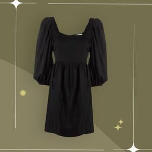 ✨ nwt Ba&sh Puff Sleeve Square Neck Dress Black Size 2